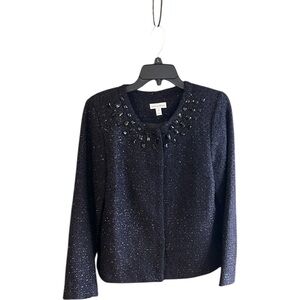 Fashion Bug vintage black sparkly bejeweled textured blazer 12